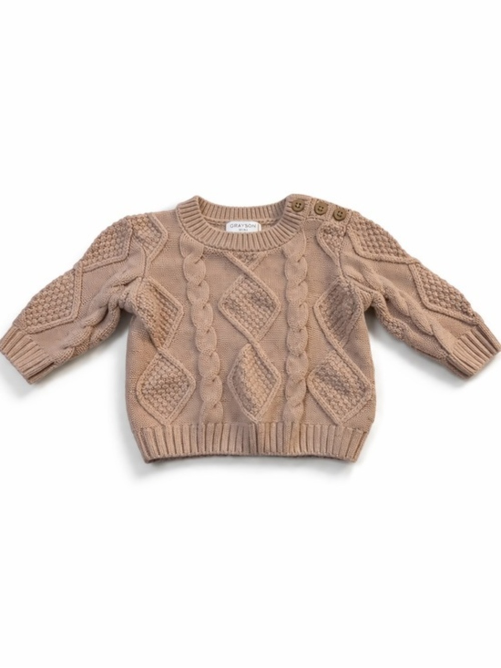 Grayson Mini Baby 0-3M Cable Knit Sweater Burt’s Bees Footie Bundle Neutral Cozy